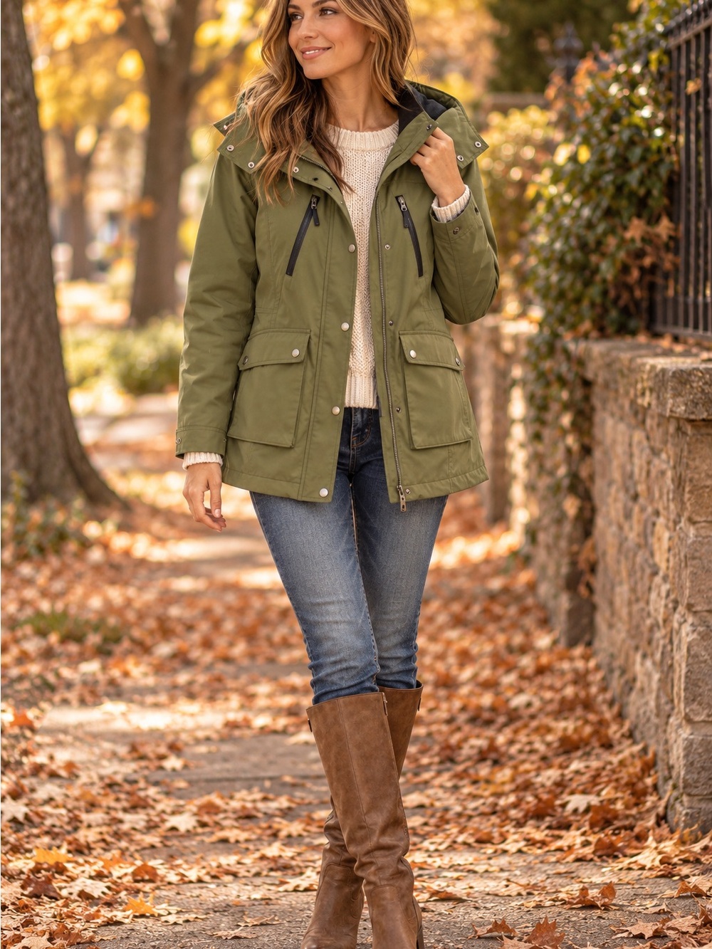 Magellan Outdoors Women’s M Olive Green Hooded Utility Softshell Jacket